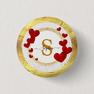 Badge Rond 2,50 Cm Élégant Valentines, Amour, Mariage d'anniversaire