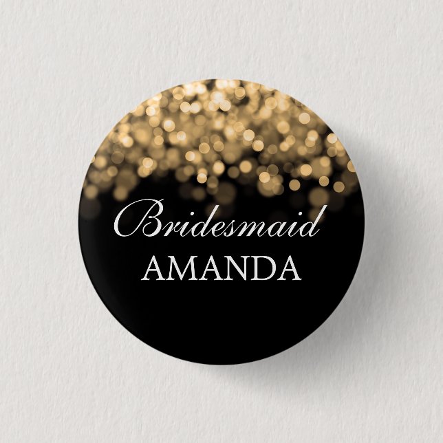 Badge Rond 2,50 Cm Élégante Bridesmaid Favoriser les lumières Gold (Devant)