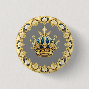 Badge Rond 2,50 Cm Elégante Couronne d'or