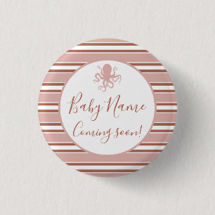 Badge Rond 2,50 Cm Élégante poulpe marine rayée Baby Shower I