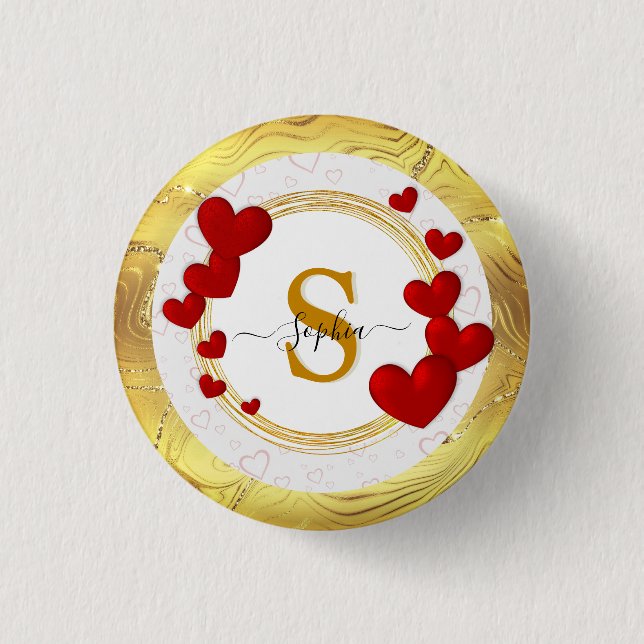Badge Rond 2,50 Cm Élégantes Saint-Valentin, Amour, Mariage Anniversa (Devant)