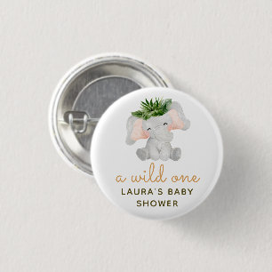 Badge Rond 2,50 Cm Élément Aquarelle Eléphant Feuilles Tropicales Bab