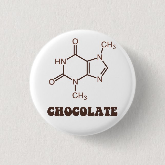 Badge Rond 2,50 Cm Élément Chocolat Scientifique Théobromine Molécule (Devant)