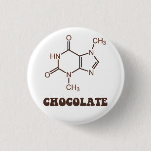 Badge Rond 2,50 Cm Élément Chocolat Scientifique Théobromine Molécule