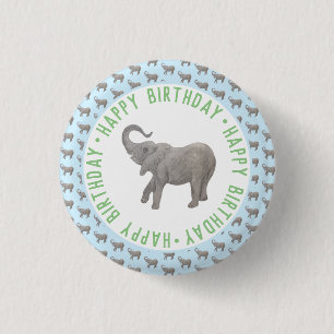 Badge Rond 2,50 Cm Élémentaire éléphant bleu clair Anniversaire