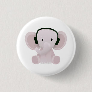 Badge Rond 2,50 Cm Elephant aime la musique