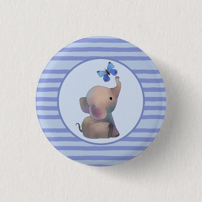Badge Rond 2,50 Cm Éléphant avec papillon (Devant)