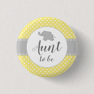 Badge Rond 2,50 Cm Eléphant Baby shower Jaune