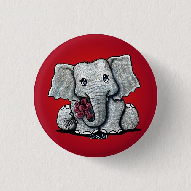 Badge Rond 2,50 Cm Eléphant Bébé mignon KiniArt Pin (Devant)