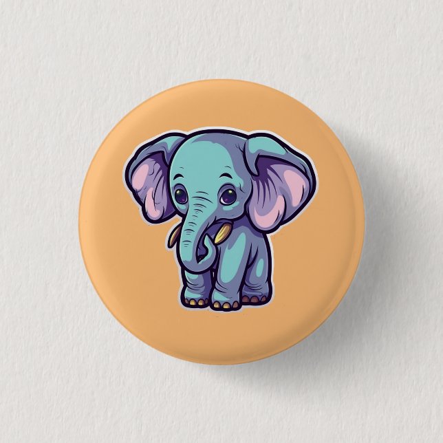 BADGE ROND 2,50 CM ÉLÉPHANT DE CARTOON (Devant)