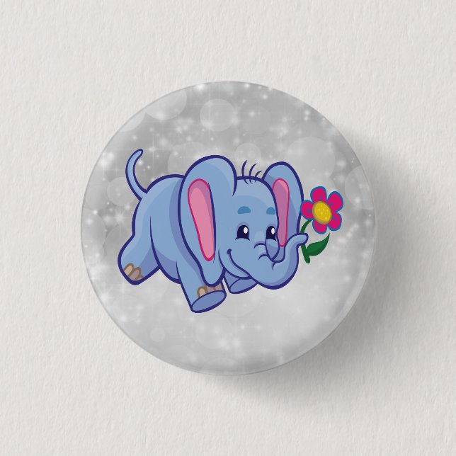 Badge Rond 2,50 Cm Éléphant de dessin animé mignon (Devant)