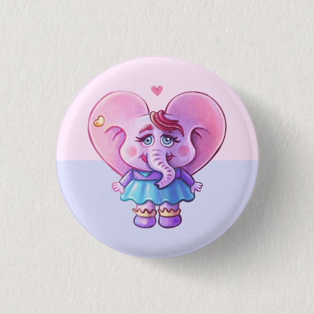 Badge Rond 2,50 Cm Eléphant fille rose mignonne (Devant)