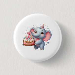 Badge Rond 2,50 Cm Éléphant Mignon 7ème Anniversaire