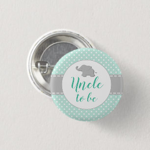 Badge Rond 2,50 Cm Éléphant Mignon Vert Menthe Baby Shower Oncle à Ve