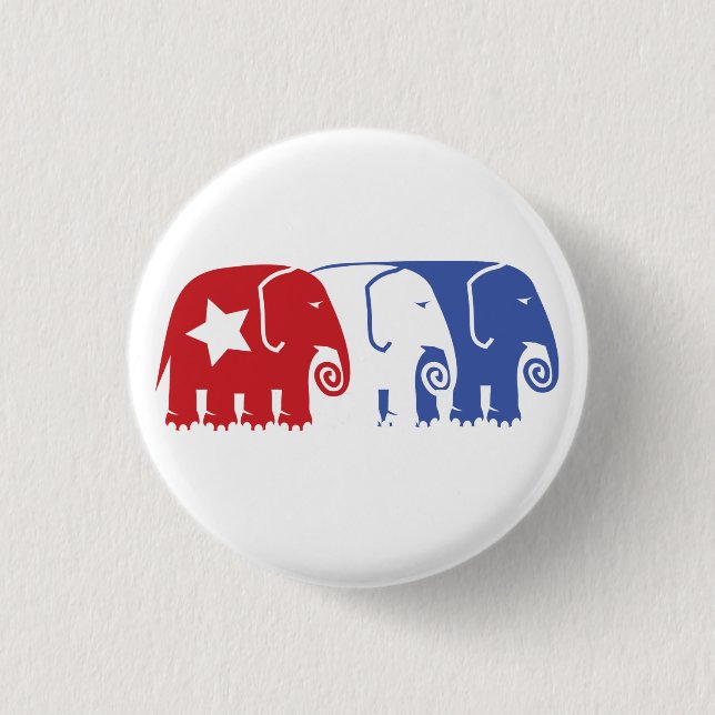 Badge Rond 2,50 Cm Éléphants républicains (Devant)
