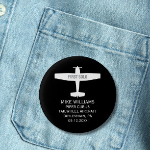 Badge Rond 2,50 Cm Élève Pilote Premier Vol Solo Avion Aviation Perso