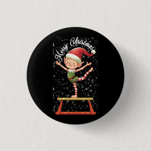 Badge Rond 2,50 Cm Elfe de gymnaste sur la balance poutre Xmas Gymnas