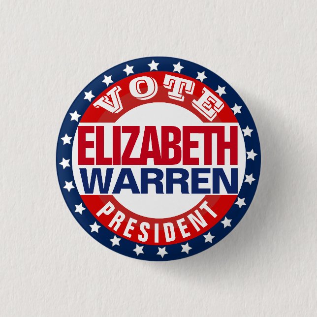 Badge Rond 2,50 Cm Elizabeth Warren, présidente (Devant)