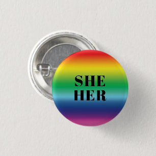 Badge Rond 2,50 Cm Elle, Elle, Pronononouns Lgbtq Pride Arc-en-ciel C
