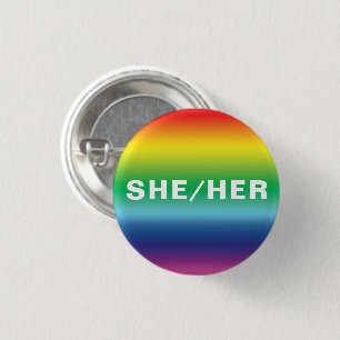 Badge Rond 2,50 Cm Elle, Elle, Pronouns Lgbtq Lgbt Pride Couleurs arc
