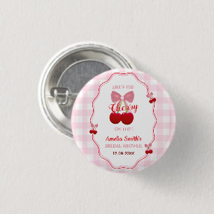 Badge Rond 2,50 Cm Elle est la cerise sur le gâteau Rose Bow Réceptio