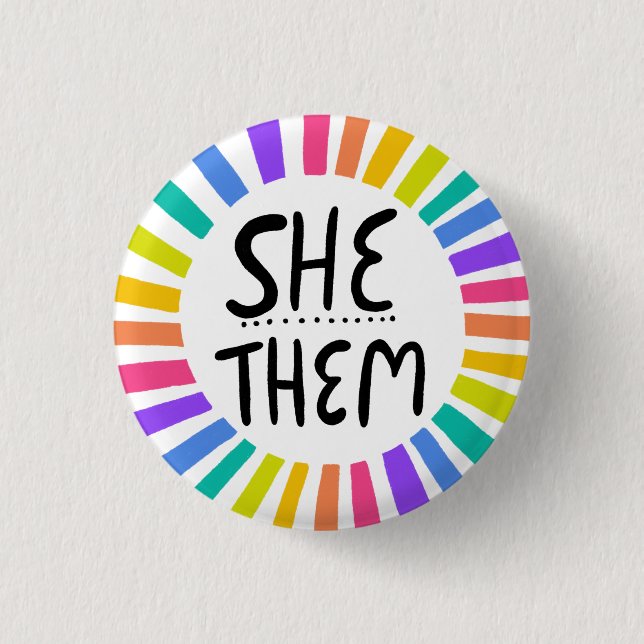 Badge Rond 2,50 Cm ELLE / EUX Pronounounounes Rainbow Handlettered Pr (Devant)