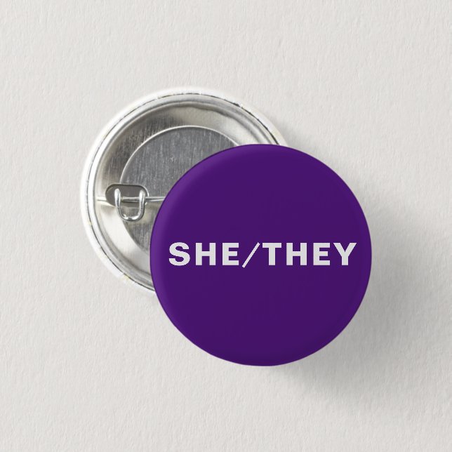 Badge Rond 2,50 Cm Elle, Ils Prononononosés de genre violet Lgbtq Lgb (Devant & derrière)