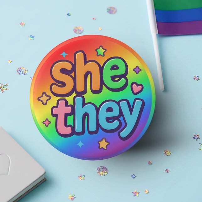 Badge Rond 2,50 Cm Elle/Ils Prononononounes Inclusive LGBTQ+ Pride Ac (Créateur téléchargé)