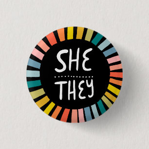 Badge Rond 2,50 Cm ELLE / ILS Pronononouns Rainbow Handlettered Pride