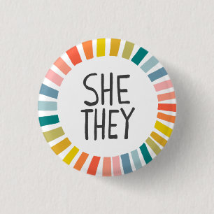 Badge Rond 2,50 Cm ELLE / ILS Pronononouns Rainbow Handlettered Pride