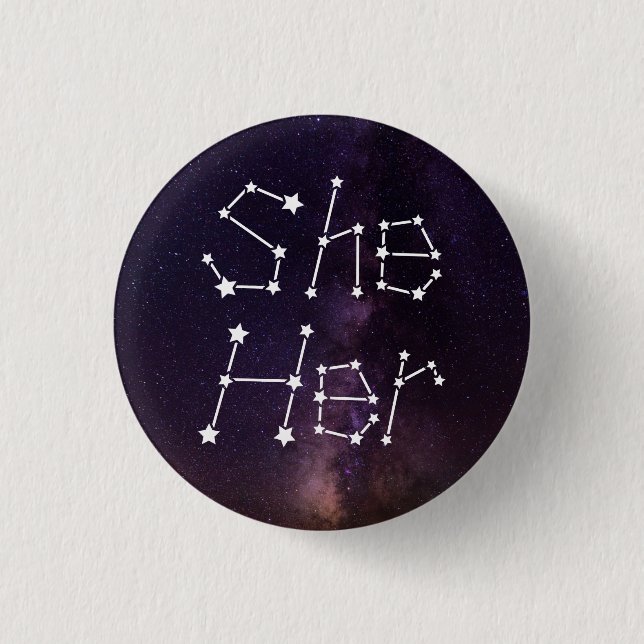 Badge Rond 2,50 Cm Elle/Sa Galaxie Starry Night Sky Constellation (Devant)