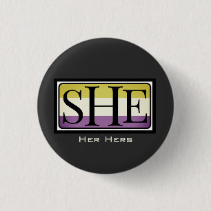 Badge Rond 2,50 Cm Elle son pronom non binaire tenue de genre