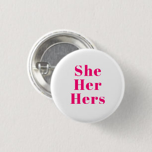 Badge Rond 2,50 Cm Elle, Son, Ses Pronouns - Lgbtq orgueil rose magen