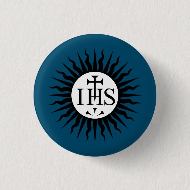 Badge Rond 2,50 Cm Emblème de la Compagnie de Jésus Monogramme (Devant)