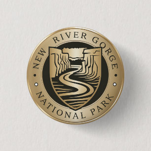 Badge Rond 2,50 Cm Emblème doré du parc national de la Nouvelle-Gorge