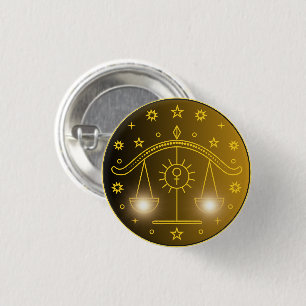 Badge Rond 2,50 Cm Emblème du Zodiaque de la Balance Symbole Célest