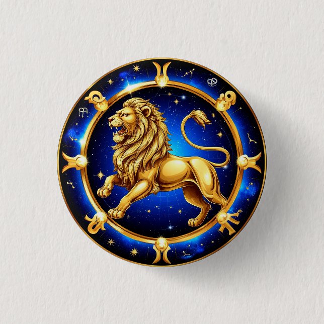 Badge Rond 2,50 Cm Emblème du zodiaque Lion (Devant)