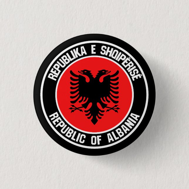 Badge Rond 2,50 Cm Emblème rond de l'Albanie (Devant)