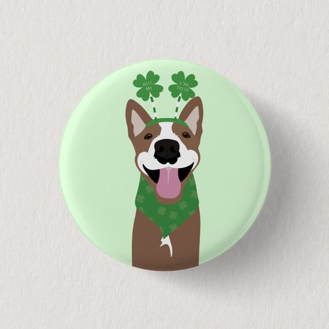 Badge Rond 2,50 Cm Embrasse-moi Je suis Irlandais Brown chien vert (Devant)