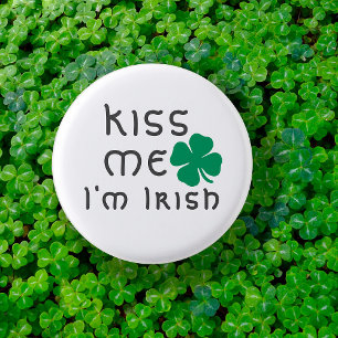 Badge Rond 2,50 Cm Embrasse-moi Je suis Irlandais Green Lucky Clover