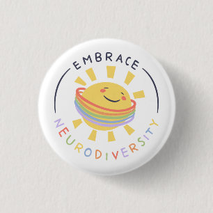 Badge Rond 2,50 Cm Embrasser la neurodiversité Soleil autistique