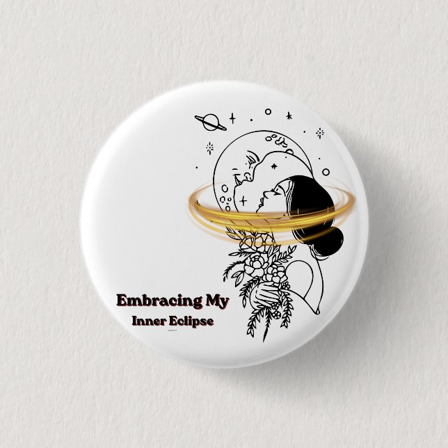Badge Rond 2,50 Cm Embrasser mon éclipse intérieure Art en ligne luna (Devant)