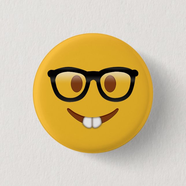 Badge Rond 2,50 Cm Emoji nerd (Devant)