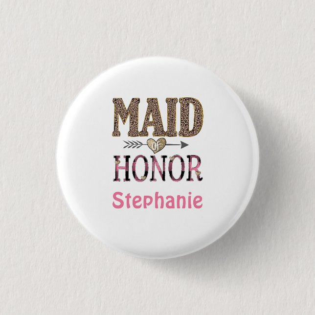 Badge Rond 2,50 Cm Empreinte de léopard personnalisé Maid of Honor Ca (Devant)