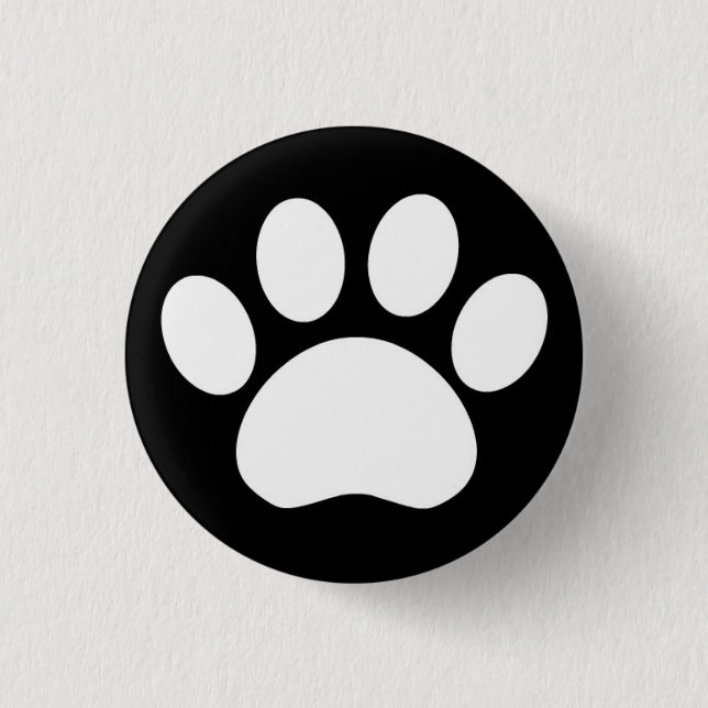 Badge Rond 2,50 Cm Empreinte de patte : Bouton noir (Devant)