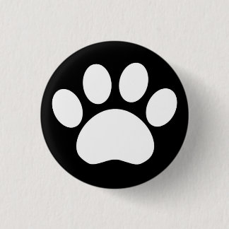 Badge Rond 2,50 Cm Empreinte de patte : Bouton noir