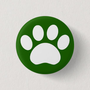 Badge Rond 2,50 Cm Empreinte de patte : Bouton vert