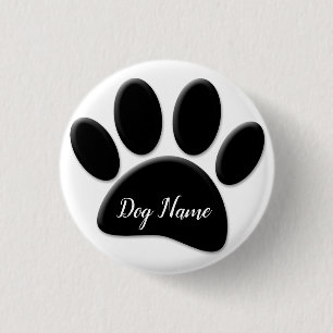 Badge Rond 2,50 Cm Empreinte de patte De Chien Avec Nom De Chien Pers