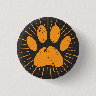 Badge Rond 2,50 Cm Empreinte de patte de chien de rayon de soleil en 