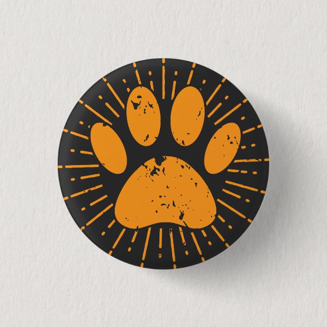 Badge Rond 2,50 Cm Empreinte de patte de chien de rayon de soleil en  (Devant)
